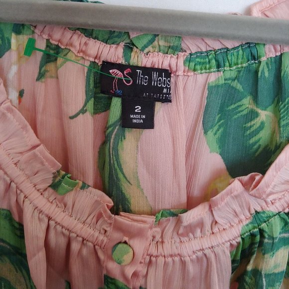 The Webster Miami silky flowy egret and folIage oversize knee length dress - Picture 9 of 12